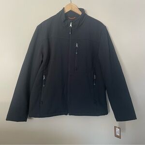 G.H. BASS & CO Men XL Softshell Jacket Black NWT Weather Resistant Stretch #274